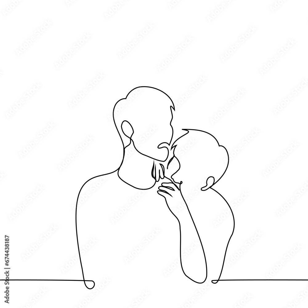 a man bites another on the shoulder, it hurts him - one line art vector. concept cute aggression, biting a man bites another on the shoulder, it hurts him - one line art vector. concept cute aggression, biting