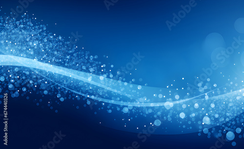 Luminous blue waves with sparkling lights on a dynamic abstract background. Perfect for Christmas card or wallpaper