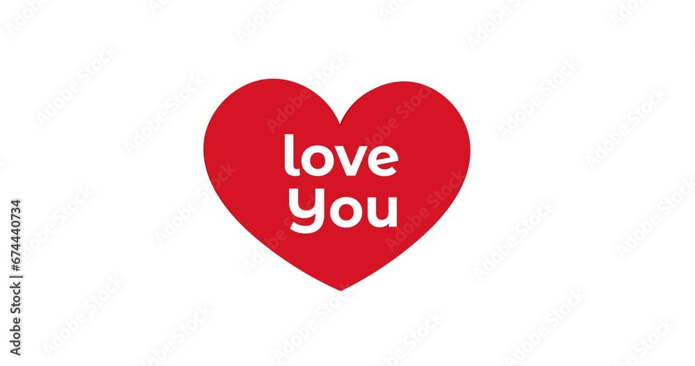 3d rotating red heart with love you typography with white background 3d rotating red heart with love you typography with white background