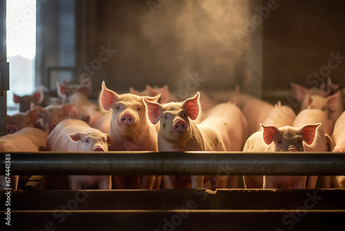 pig farming industry fattening pigs for consumption of meat , Pork is the food of the world's population. environment,health,animal industry concept. Breeding pig farm