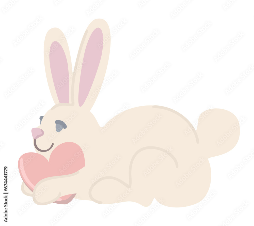 Fototapeta premium Hare with heart. Vector isolated illustration.