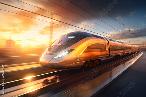 High-speed Sky Train with sunny in future intercity. 