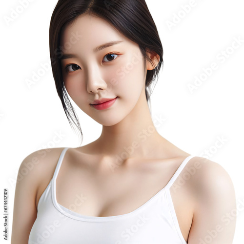 A beautiful young Korean beauty on a white background