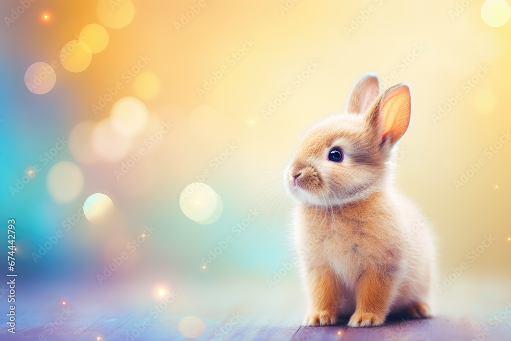 Obraz premium Rabbit in a field of flowers: A peaceful and tranquil scene