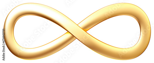 3D golden infinity symbol isolated. photo