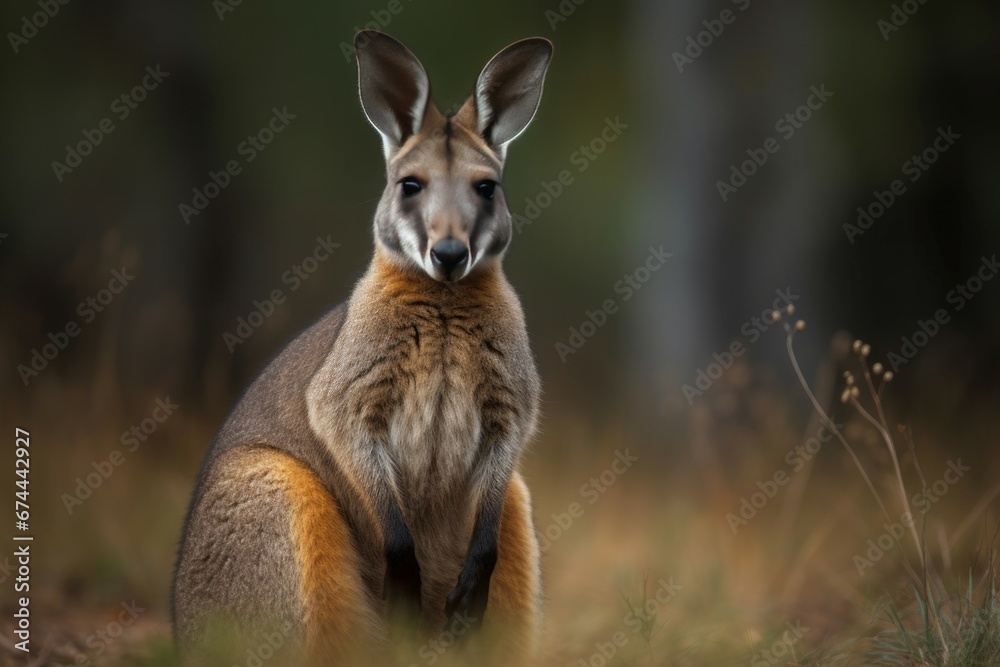 Wallaby wild animal at field. Tail explore copy grass under. Generate Ai Wallaby wild animal at field. Tail explore copy grass under. Generate Ai