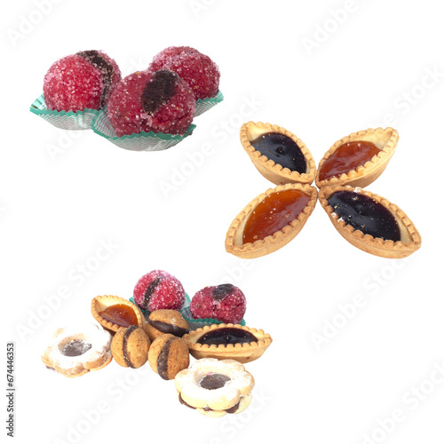 Sweet assorted mignon pastries in various shapes-