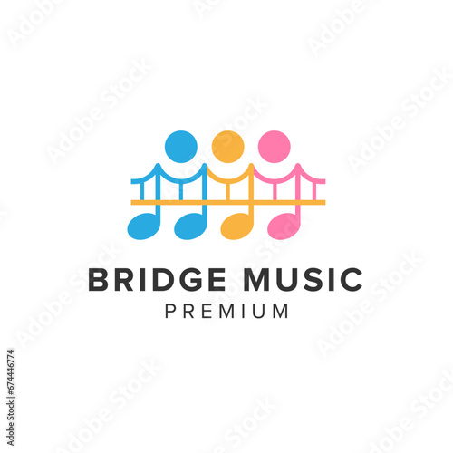 bridge music kids logo vector icon illustration