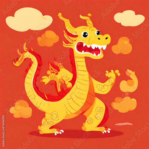 The Year of the Dragon, Gold-Red, cute concept 4 © Tadee
