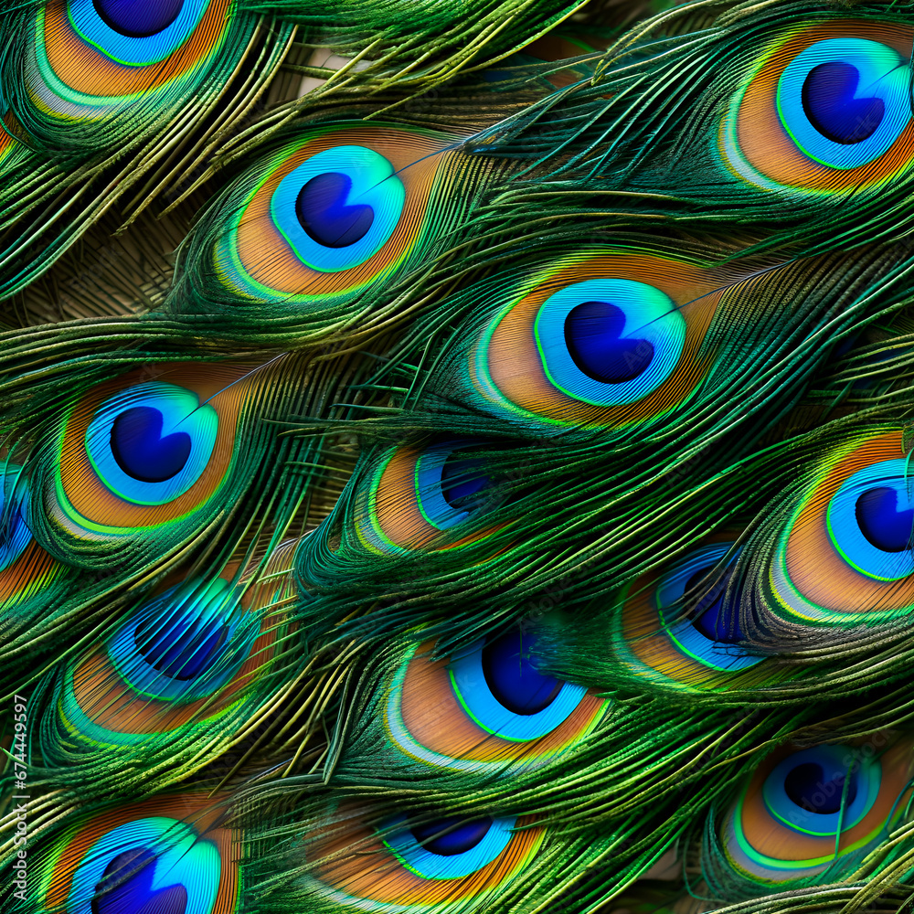 Obraz premium Peacock feathers seamless pattern
