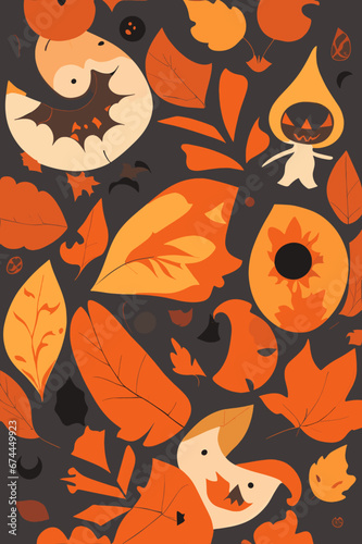 Seamless halloween pattern created with generative AI