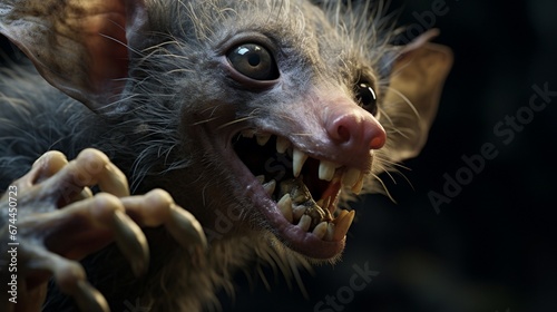 A detailed 8K image of an Aye-Aye's distinctive long middle finger as it reaches for a tasty insect.