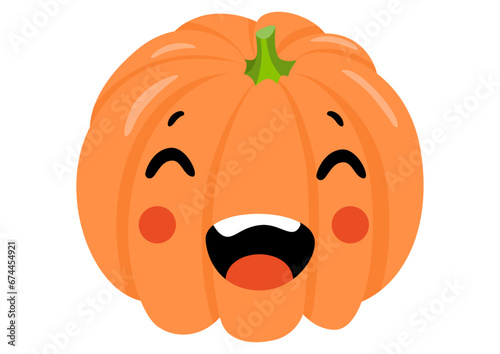 Funny orange pumpkin laughing isolated