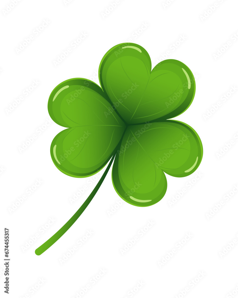 Colorful shamrock leaf with four leaves, symbol of St. Patrick's Day. Illustration, icon, vector Colorful shamrock leaf with four leaves, symbol of St. Patrick's Day. Illustration, icon, vector