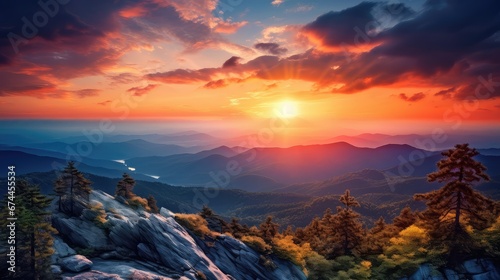 outdoor scenic sunset sun landscape illustration scenery rise, morning mountains, peak mountain outdoor scenic sunset sun landscape