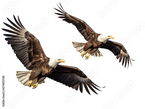 Bald Eagle in various flight positions, isolated on transparent background  © Denis