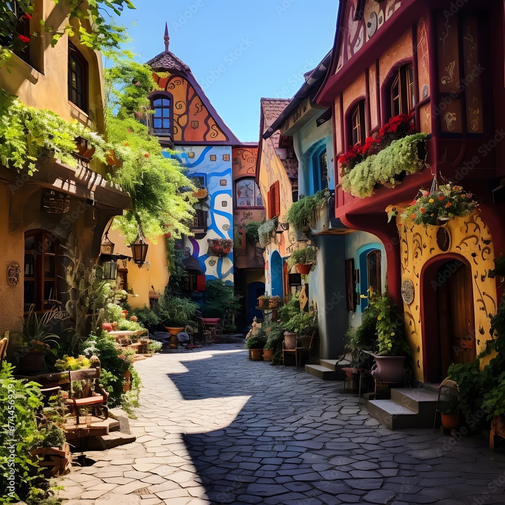 Colorful houses in the old town of Heidelberg, Germany