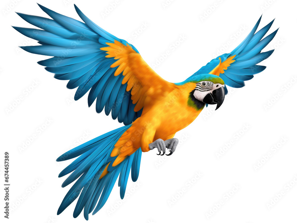 Fototapeta premium blue and yellow macaw ara ararauna isolated on transparent background 