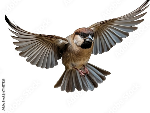 Flying Sparrow isolated on transparent background 