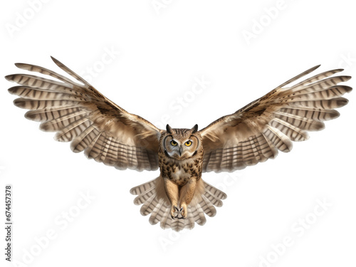 Flying owl isolated on transparent background 