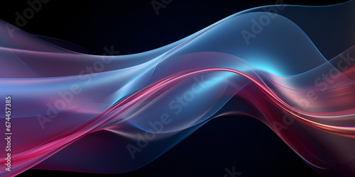 Colorful line and wave background geometric banner flyer wallpaper template,bstract Neon Wave background. Illustration AI Generative ,A pink and blue wave is on a black background.