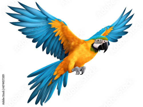 blue and yellow macaw ara ararauna isolated on transparent background 