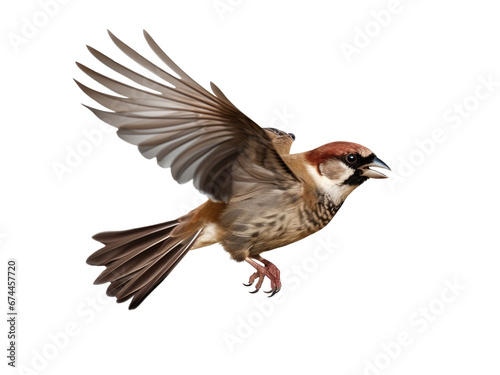 Flying Sparrow isolated on transparent background 