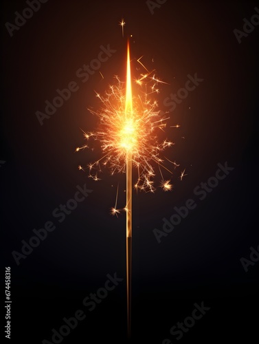 Sparkler candle on isolated background. Realistic bengal fire for celebrations and holiday. Generative AI