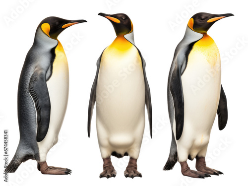 group of emperor penguins isolated on transparent background