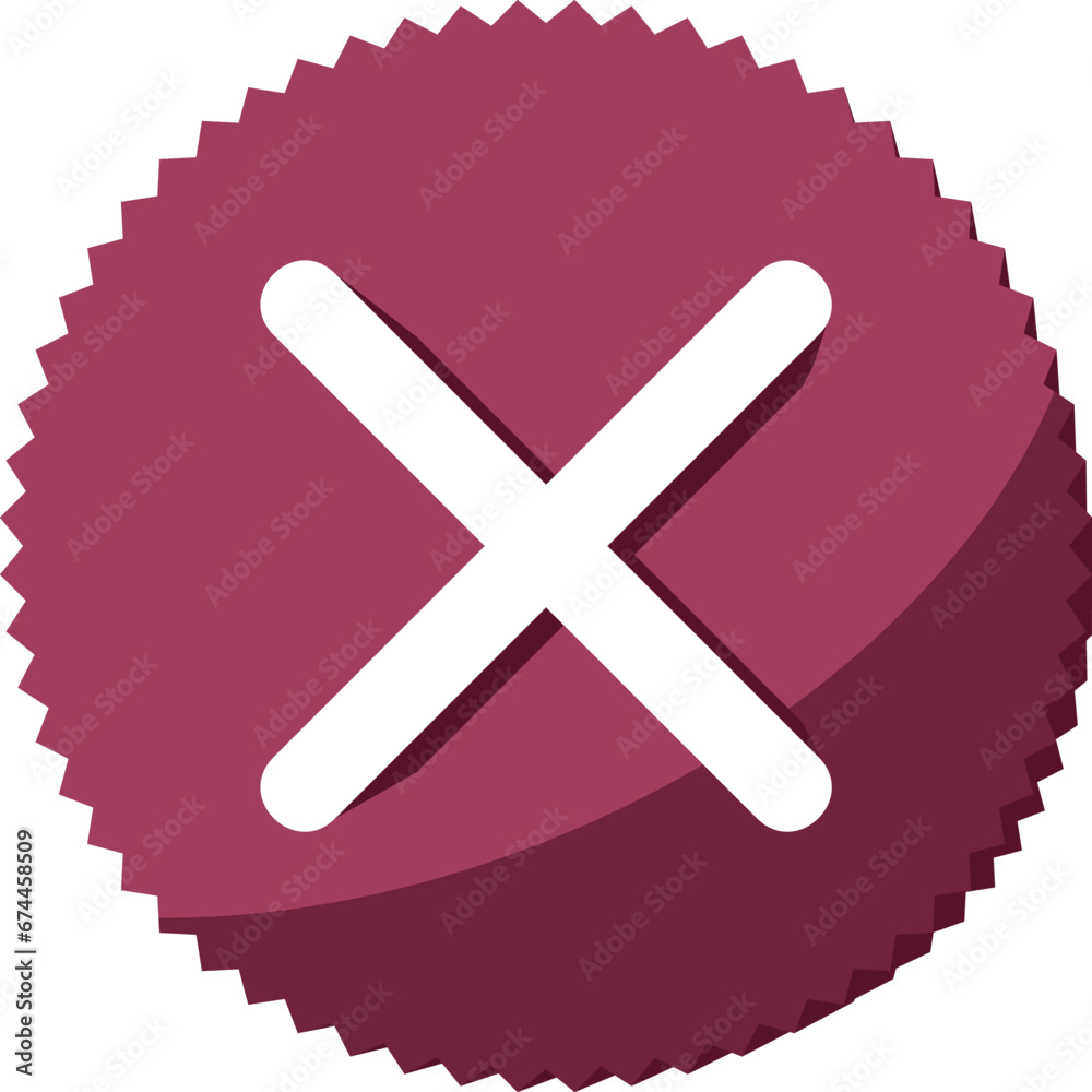 Obraz premium 3d icon isolated on white background. best choice for Delete icon.Blocking symbol.Wrong choice element.Exit sign. Remove concept.Cancel cross sign.Flat design.Vector Illustration