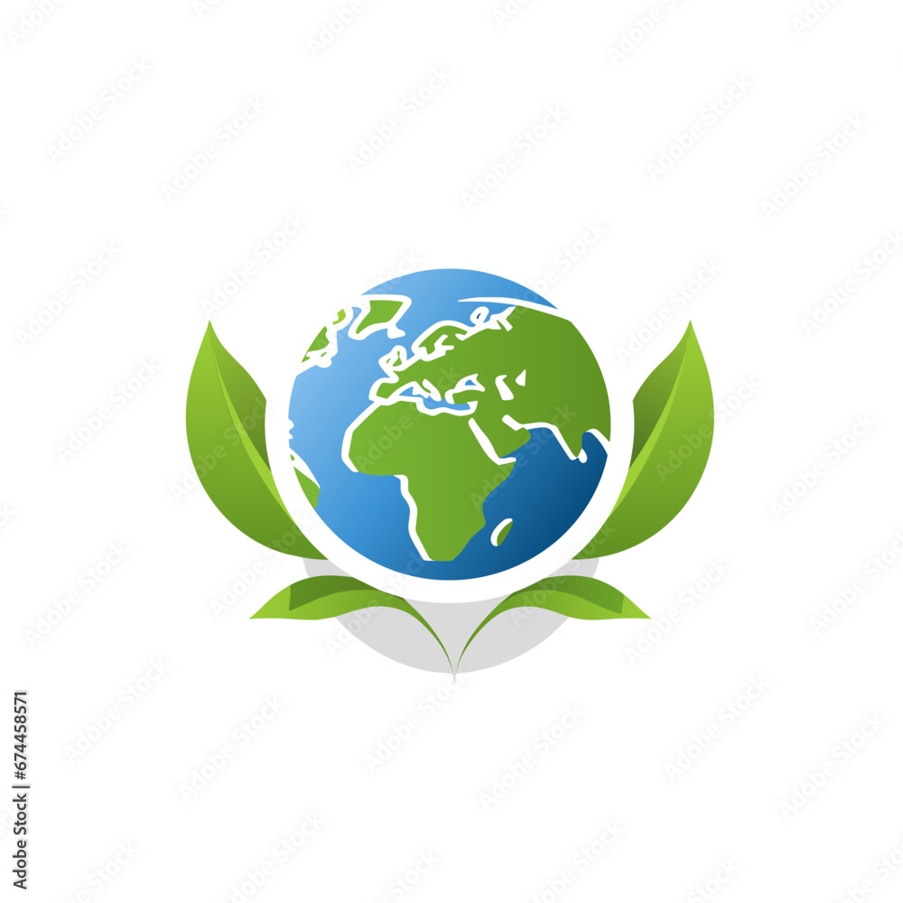 Energy green filled green, blue logo. Globe with leaves simple icon. Sustainability business value. Design element. Created with artificial intelligence. Ai art for corporate branding Energy green filled green, blue logo. Globe with leaves simple icon. Sustainability business value. Design element. Created with artificial intelligence. Ai art for corporate branding