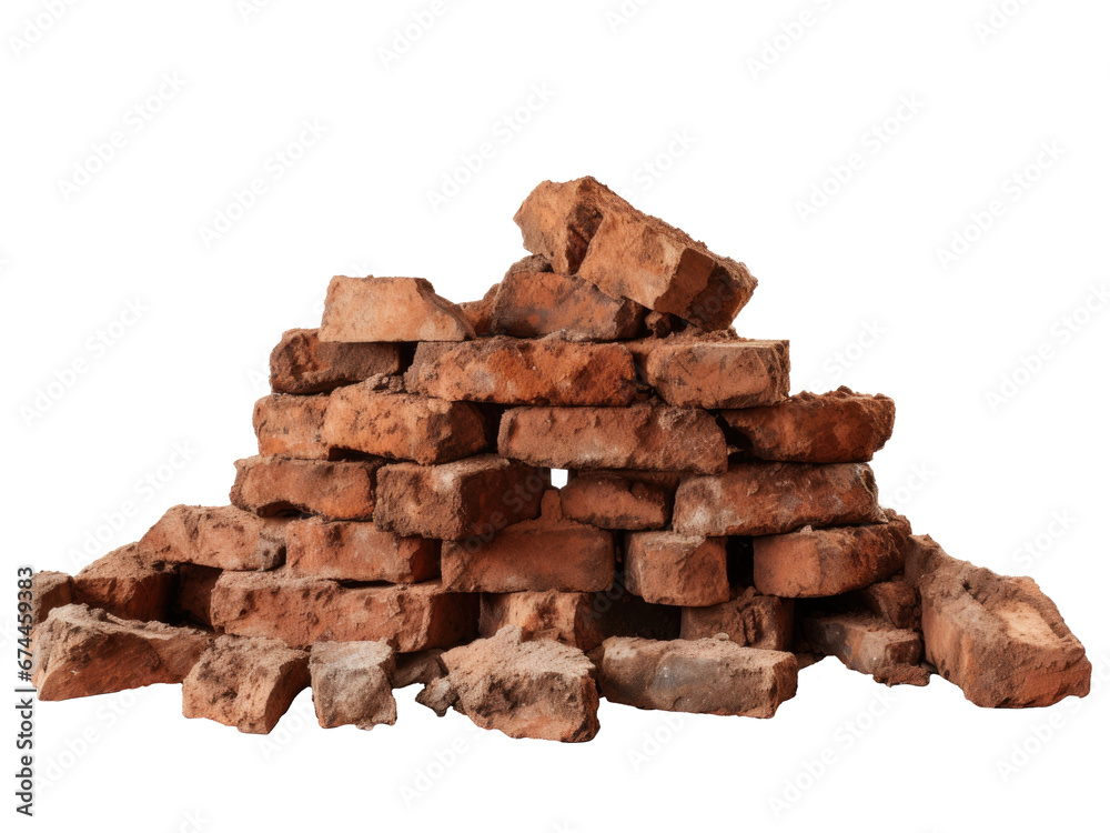 Old bricks isolated on transparent background Old bricks isolated on transparent background