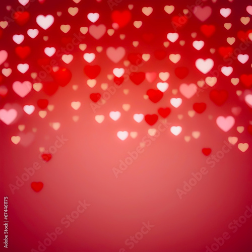 Red heart bokeh background. Valentines day texture.