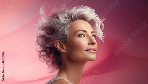 lady in her middle years with youthful skin. Generative Ai.