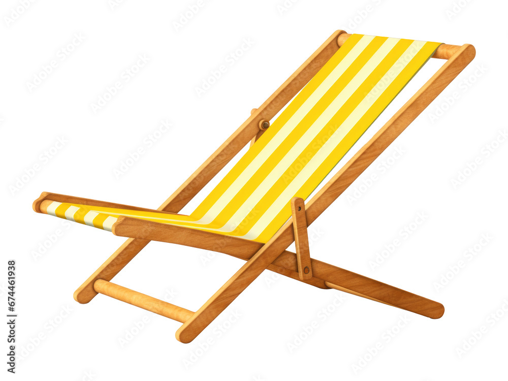 yellow beach chair isolated on transparent background