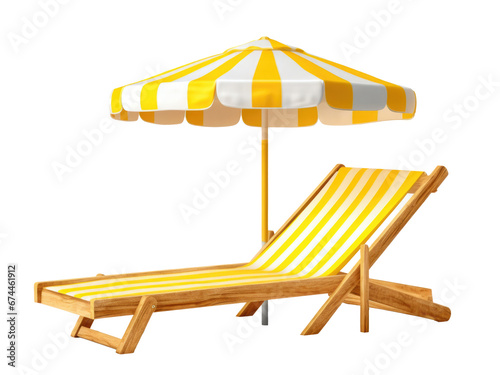beach chair and umbrella isolated on transparent background