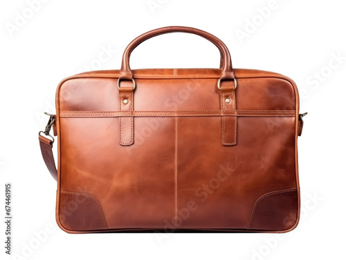 brown leather bag isolated on transparent background