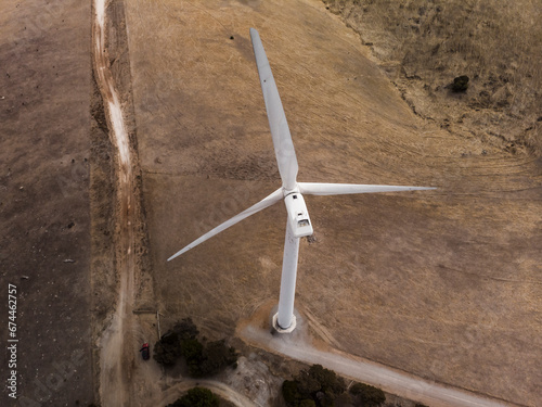 Aerial view of a wind turbine in South Australia, Australia. photo