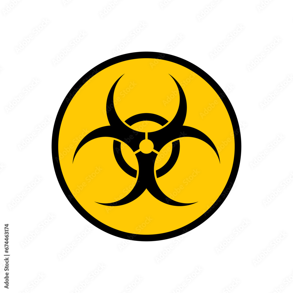 Warning sign of virus. Biohazard sign, Biohazard symbol, Vector illustration Warning sign of virus. Biohazard sign, Biohazard symbol, Vector illustration