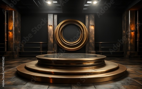 Luxury Golden and black product display podium in Modern style