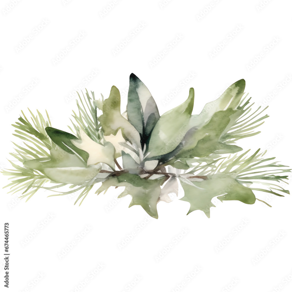 rustic watercolor greenery winter leaf