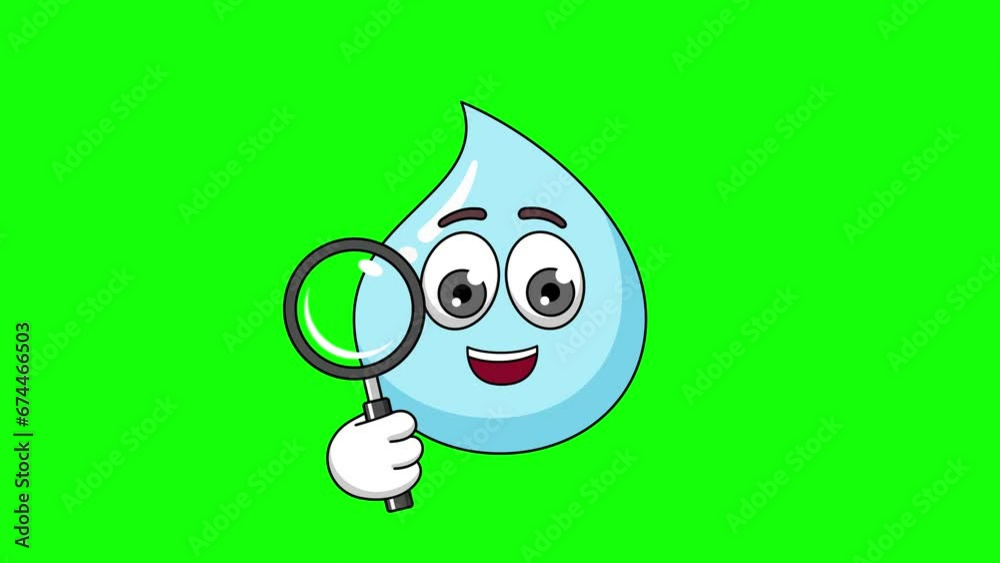 water cartoon holding a magnifying glass, scanning gesture animation
water cartoon holding a magnifying glass, scanning gesture animation