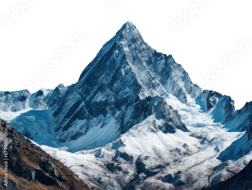 Snowy mountain peak isolated on transparent background © RMedia