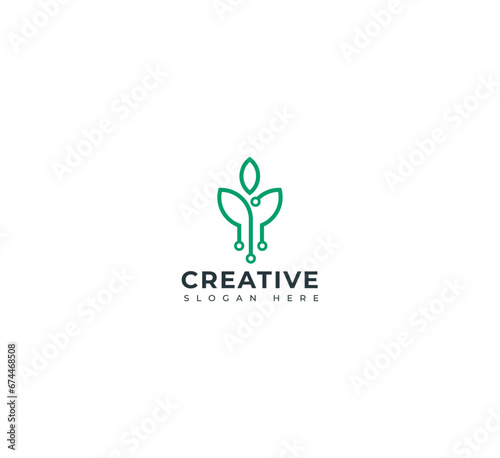 Agriculture tech logo, Leaf agri tech logo vector Agriculture Logo Template Design.