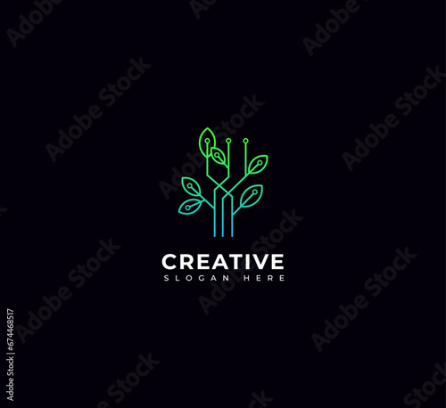 Fotografija Agriculture tech logo, Leaf agri tech logo vector Agriculture Logo Template Design