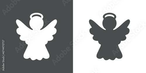 Tiempo de Navidad. Logo con silueta ángel de Navidad con alas y halo para su uso en invitaciones y felicitaciones photo