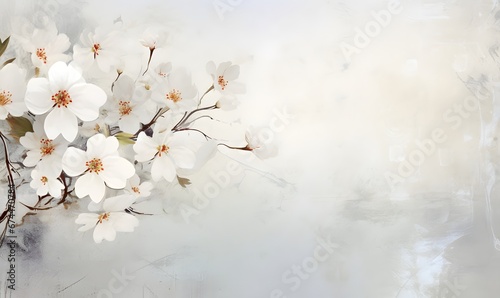 Vintage background with white flowers  Generative AI