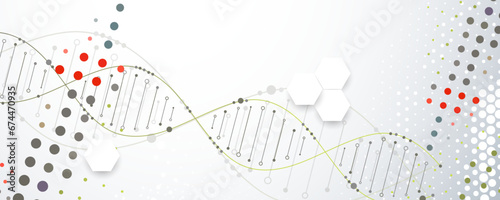 Science template, wallpaper or banner with a DNA molecules. Handmade vector illustration. photo