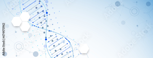 Science template, wallpaper or banner with a DNA molecules. Handmade vector illustration.