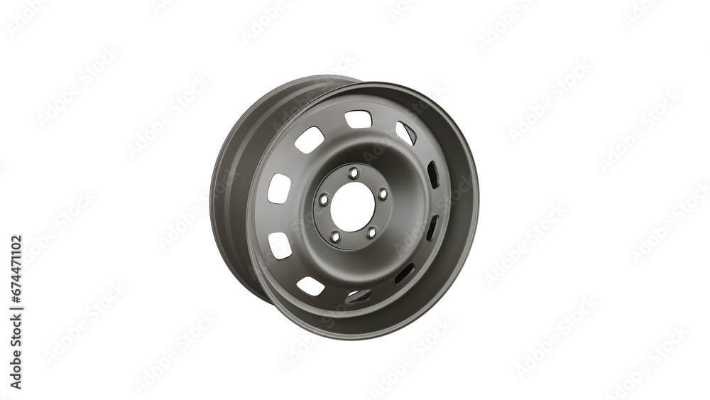 Steel wheel, disk without tire on isolated background, alpha png Steel wheel, disk without tire on isolated background, alpha png